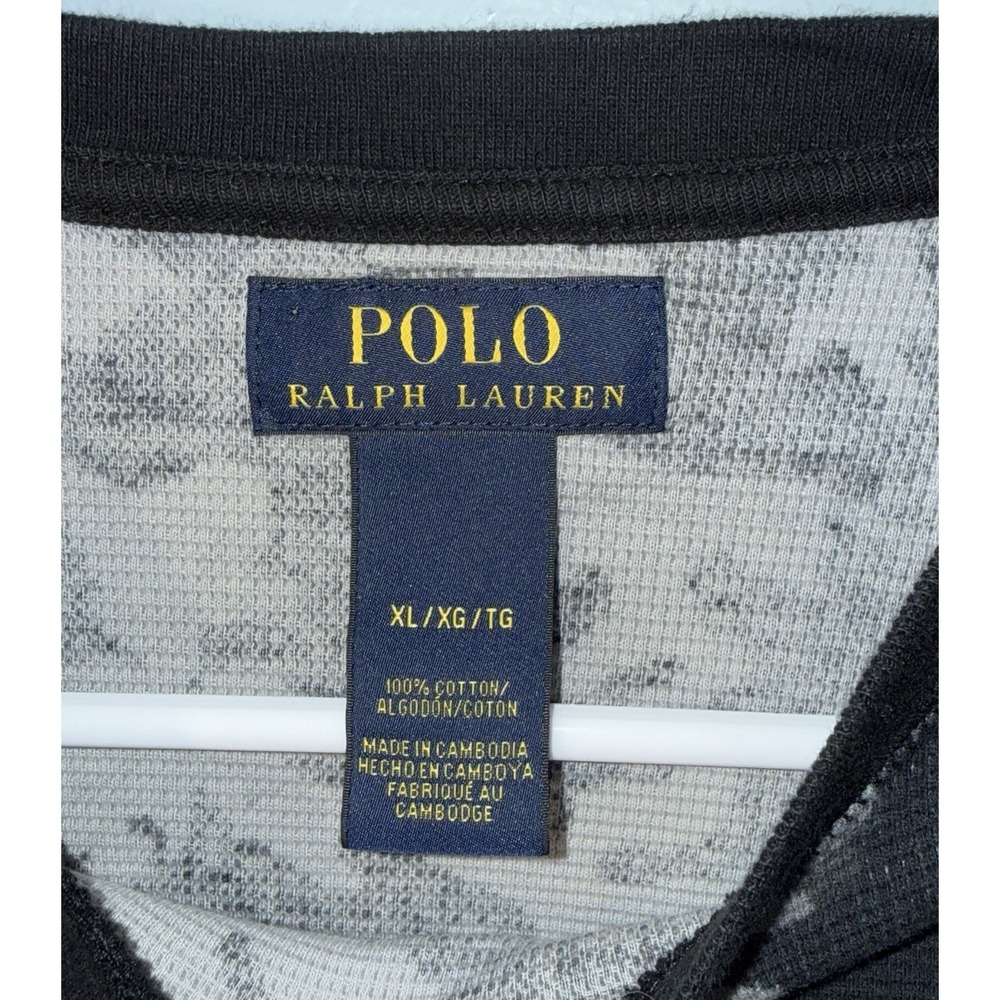 POLO RALPH LAUREN Men's Shirt Thermal Camo Logo Waffle Knit Black Gray Size XL - Picture 4 of 6